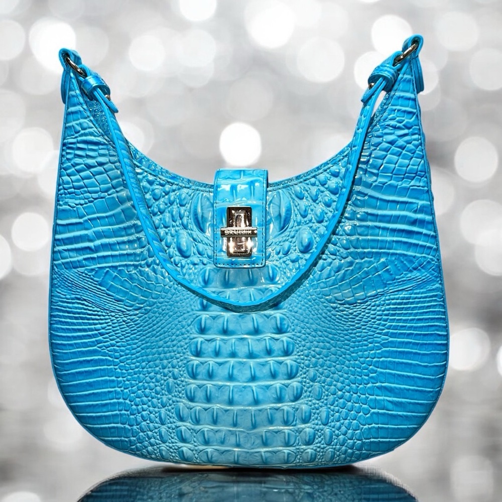NWT Brahmin Leather FALLON Shoulder Bag, Tropic Blue Melbourne
